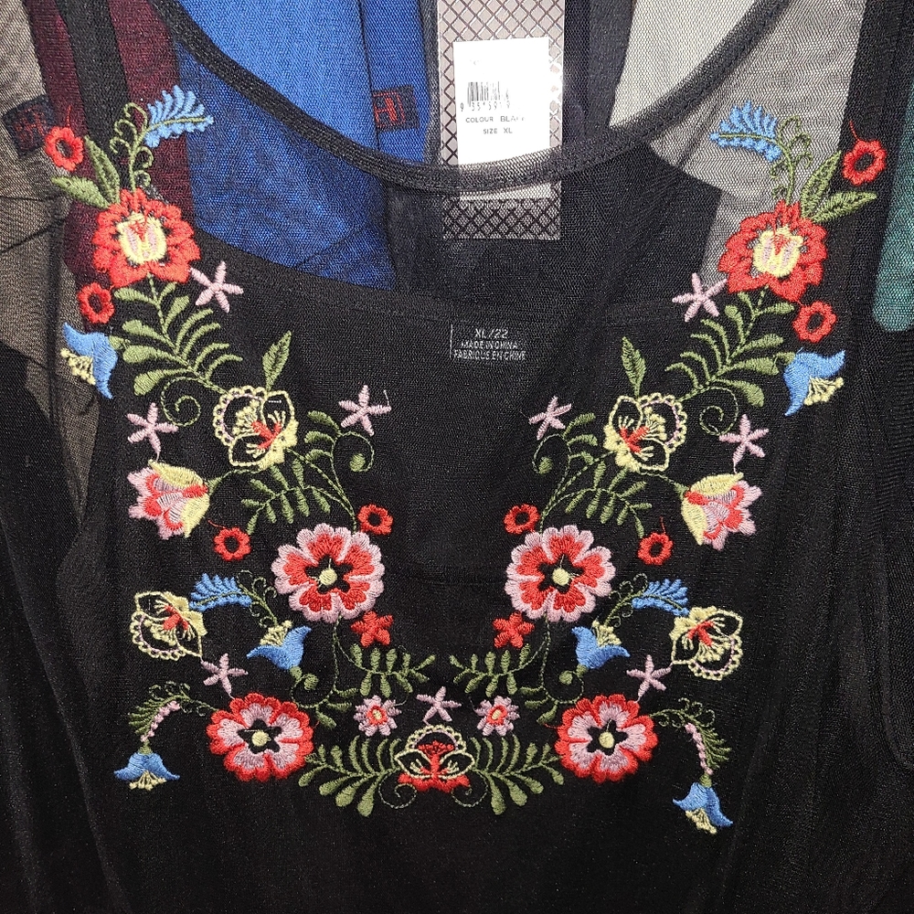 🎉4xHP🎉 NWT City Chic Love Mesh Floral Embroidered Top Set XL/22 - Picture 3 of 5